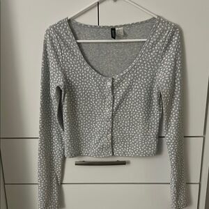 Gray flower Polka Dot Women's Top